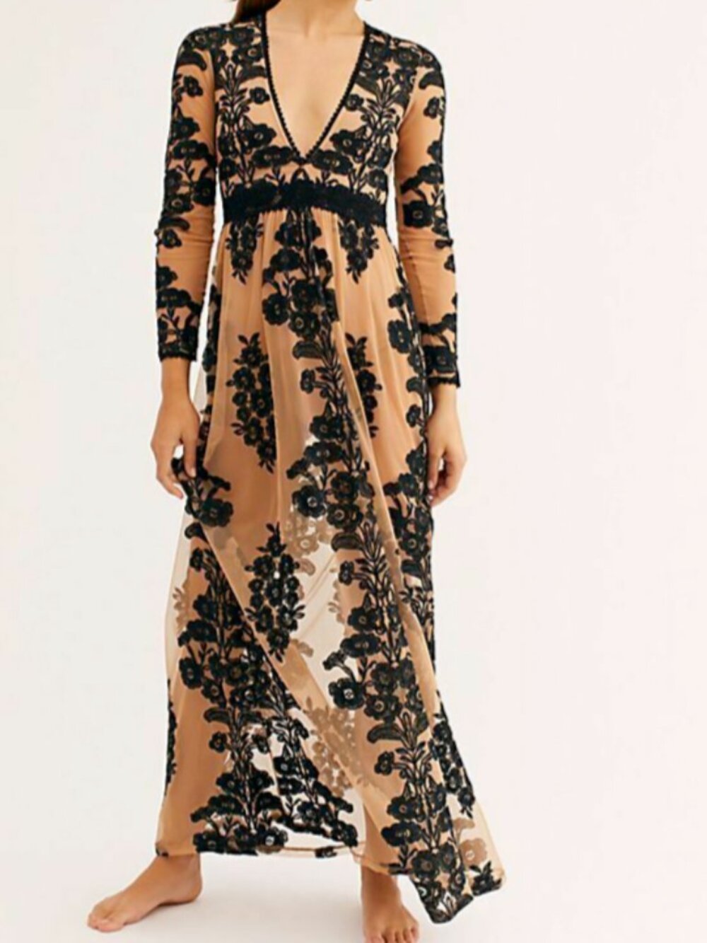 NWT For Love & Lemons Temecula Maxi Dress Black